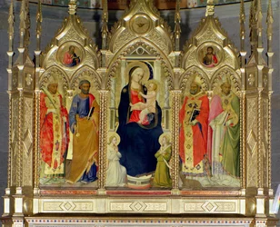 Madonna ja lapsi pyhien kanssa (tempera paneelissa) (katso 139091)